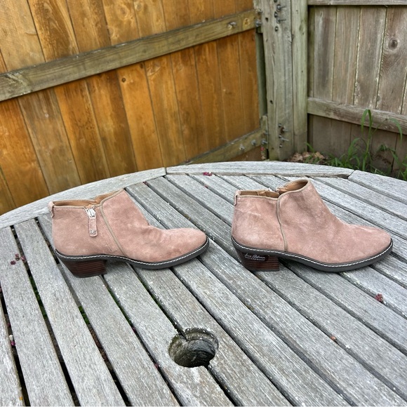 Sam Edelman Pryce beige suede leather heeled ankle boots Sz women's 6.5‎ - Picture 1 of 11